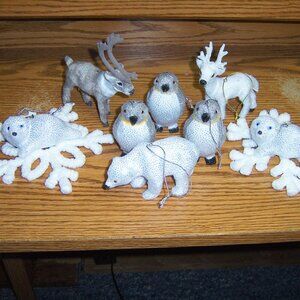 Target Flocked Arctic Animal Ornaments Decor Reindeer Penguin Polar Bear Seal